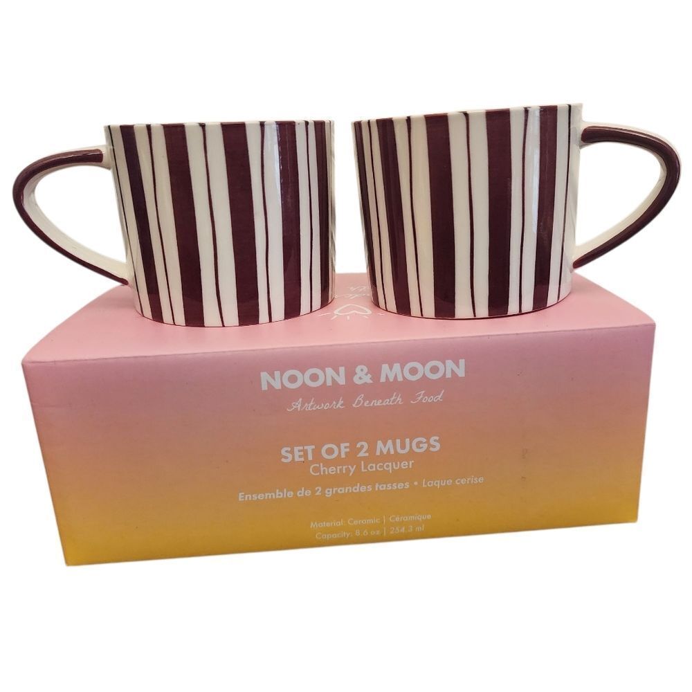 Noon & Moon Cherry Lacquer Striped Mugs